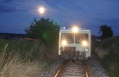 Museumsbahnzug bei Vollmond